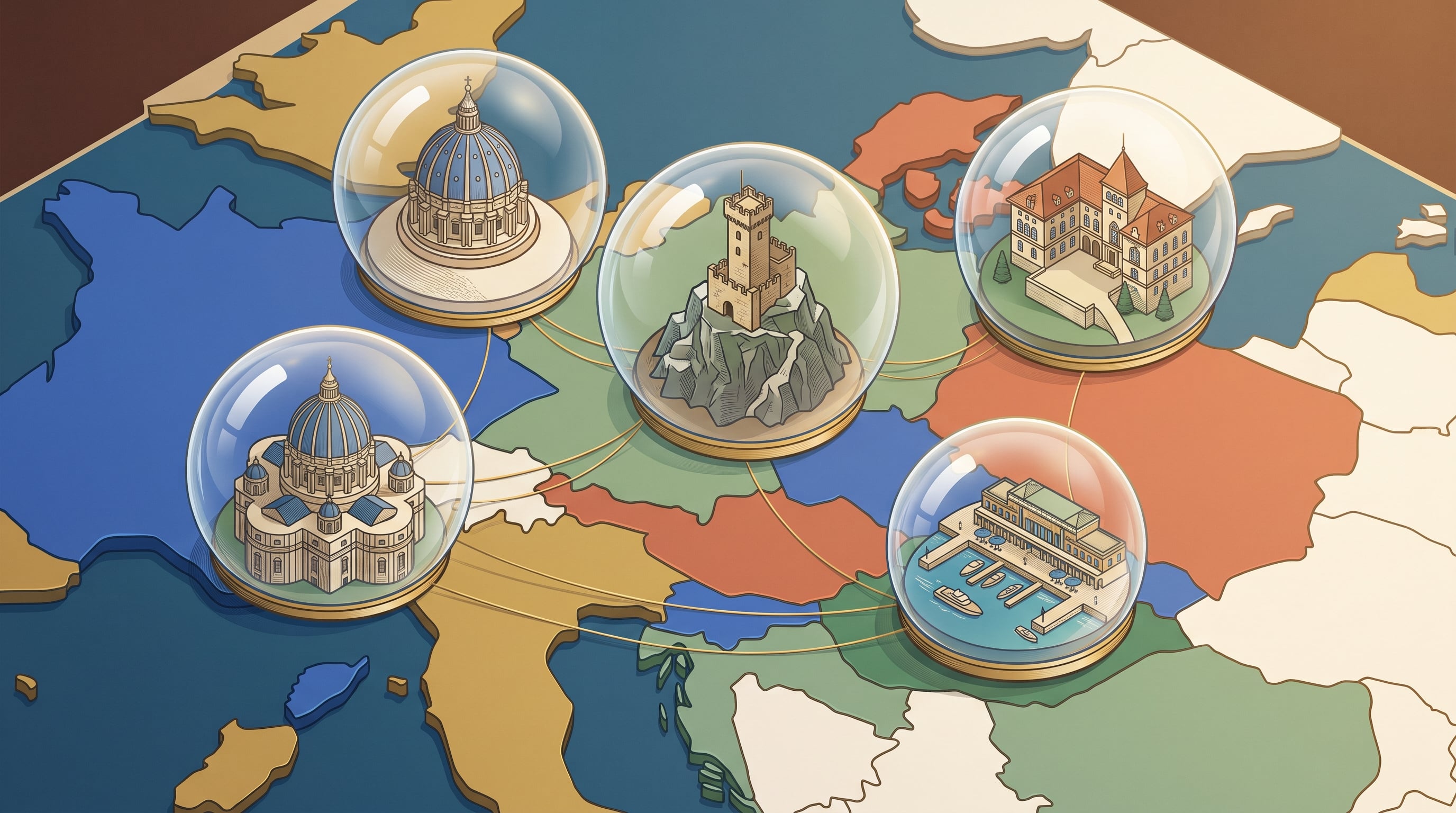 Andorra, Liechtenstein, Mónaco, San Marino y la Ciudad del Vaticano integran la definición más extendida de microestado (Imagen Ilustrativa Infobae)