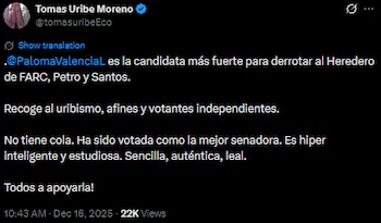 Tomás Uribe Moreno pidió por