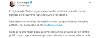 El tuit de Julio Borges