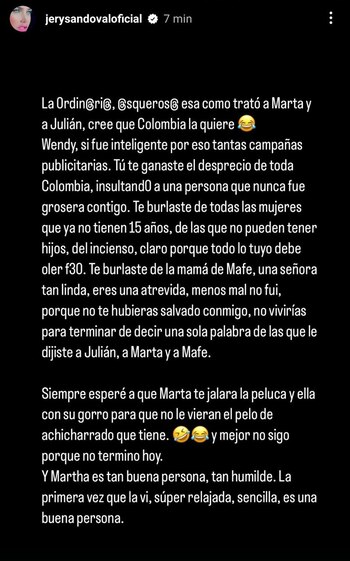 Jery Sandoval lanzó duras críticas