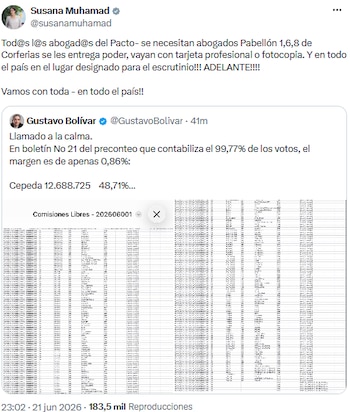 Susana Mahumad convocó a abogados del Pacto Histórico para reforzar vigilancia en Corferias y todo el país - crédito @susanamuhamad/X