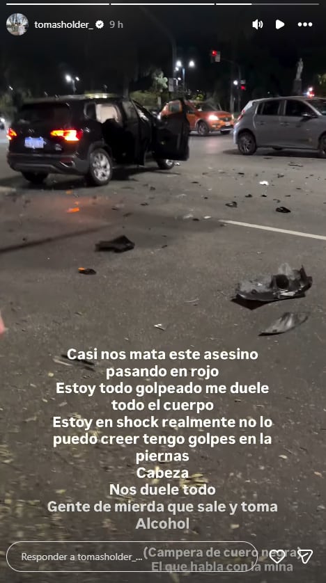 El influencer y exparticipante de Gran Hermano 2022 compartió en sus redes las consecuencias del siniestro vial que tuvo en la madrugada de este domingo