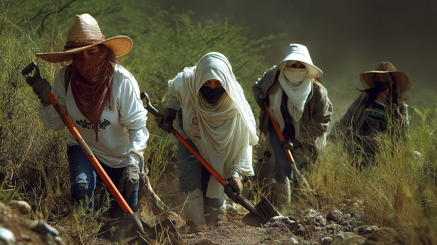 Madres buscadoras inspeccionan terrenos en busca de fosas clandestinas, reclamando justicia y visibilizando la memoria de desaparecidos en México. – (Imagen Ilustrativa Infobae)