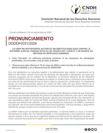 La Comisión Nacional de Derechos