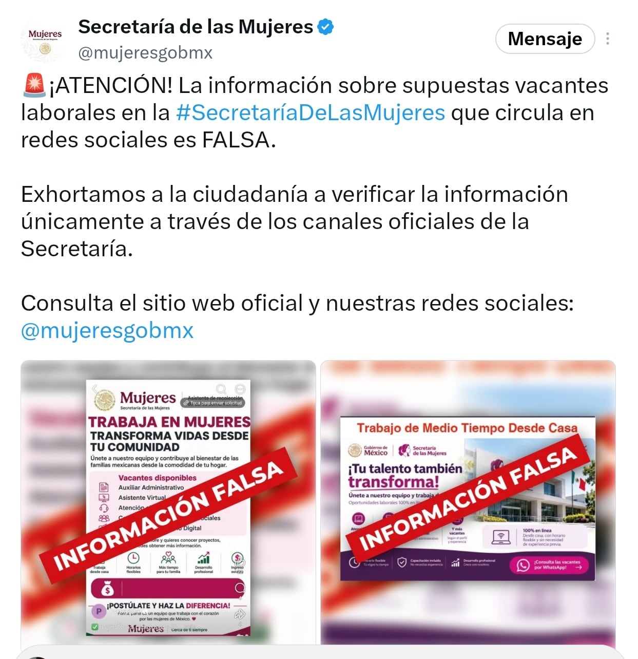 La dependencia alertó sobre vacantes falsas difundidas en redes sociales y llamó a consultar canales oficiales