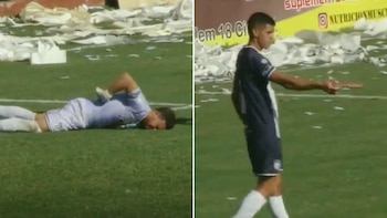 Salvaje agresión en la Primera Nacional: suspendieron Maipú-Tristán Suárez porque una bengala impactó en la espalda del arquero visitante