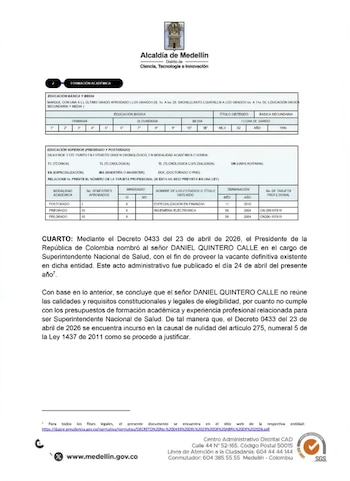 Demanda Federico Gutiérrez contra nombramiento de Daniel Quintero en la Supersalud - crédito Captura de Pantalla Telemedellín