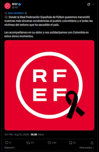 La RFEF, LaLiga y los clubes señalaron que el minuto de silencio expresa memoria por las víctimas y solidaridad con los afectados-crédito @rfef/X