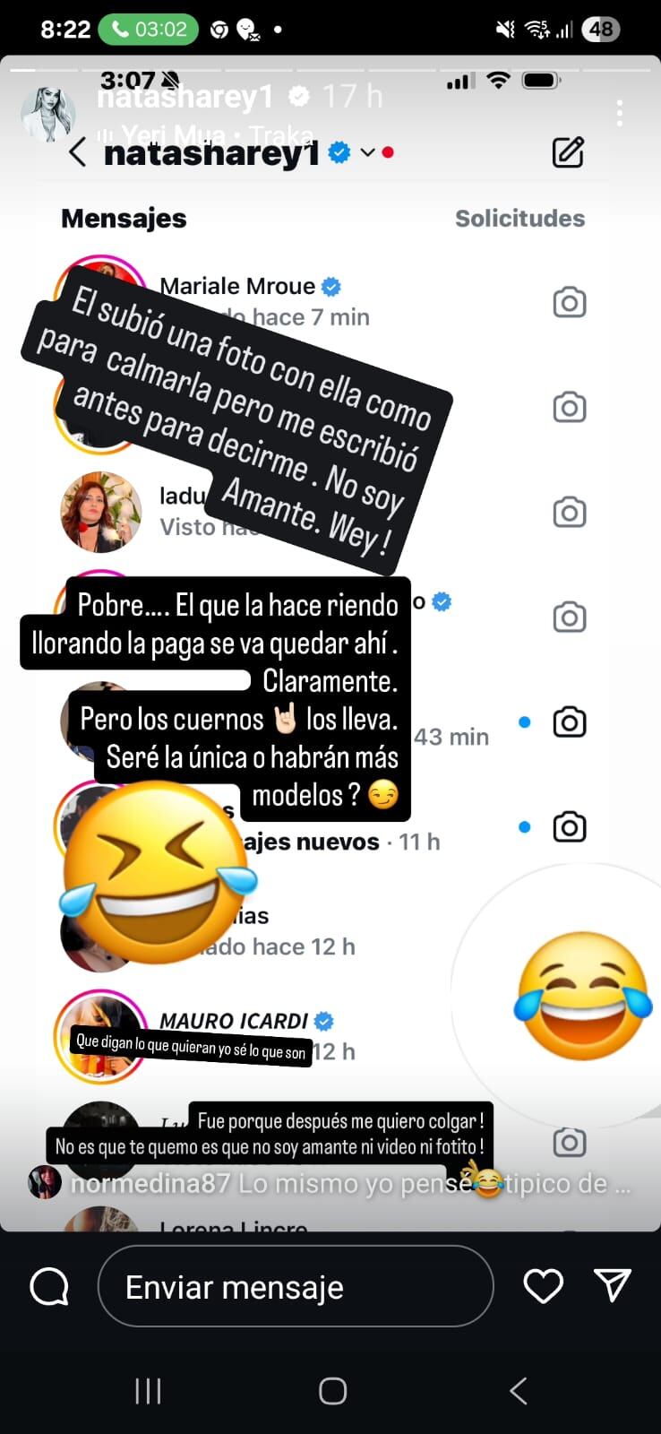 La vedette uruguaya expresó su enojo luego de los posteos de Icardi (Instagram)