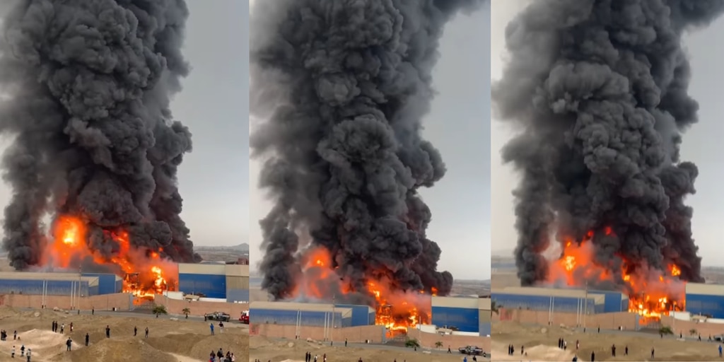 Voraz incendio en fábrica de insumos químicos en Lurín: Más de 10 unidades de Bomberos intentan controlar el siniestro - Infobae