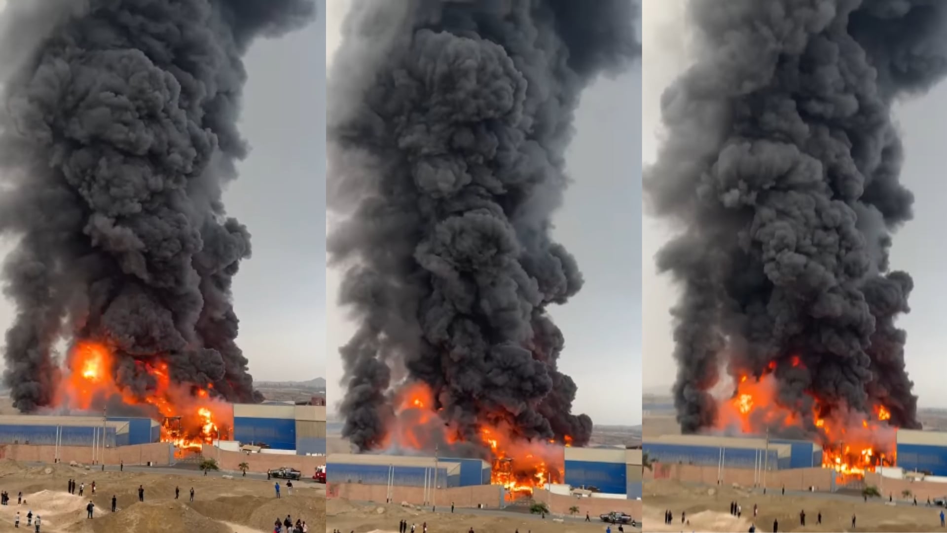 Incendio de gran magnitud afecta fábrica de insumos químicos en Lurín| Video de Facebook