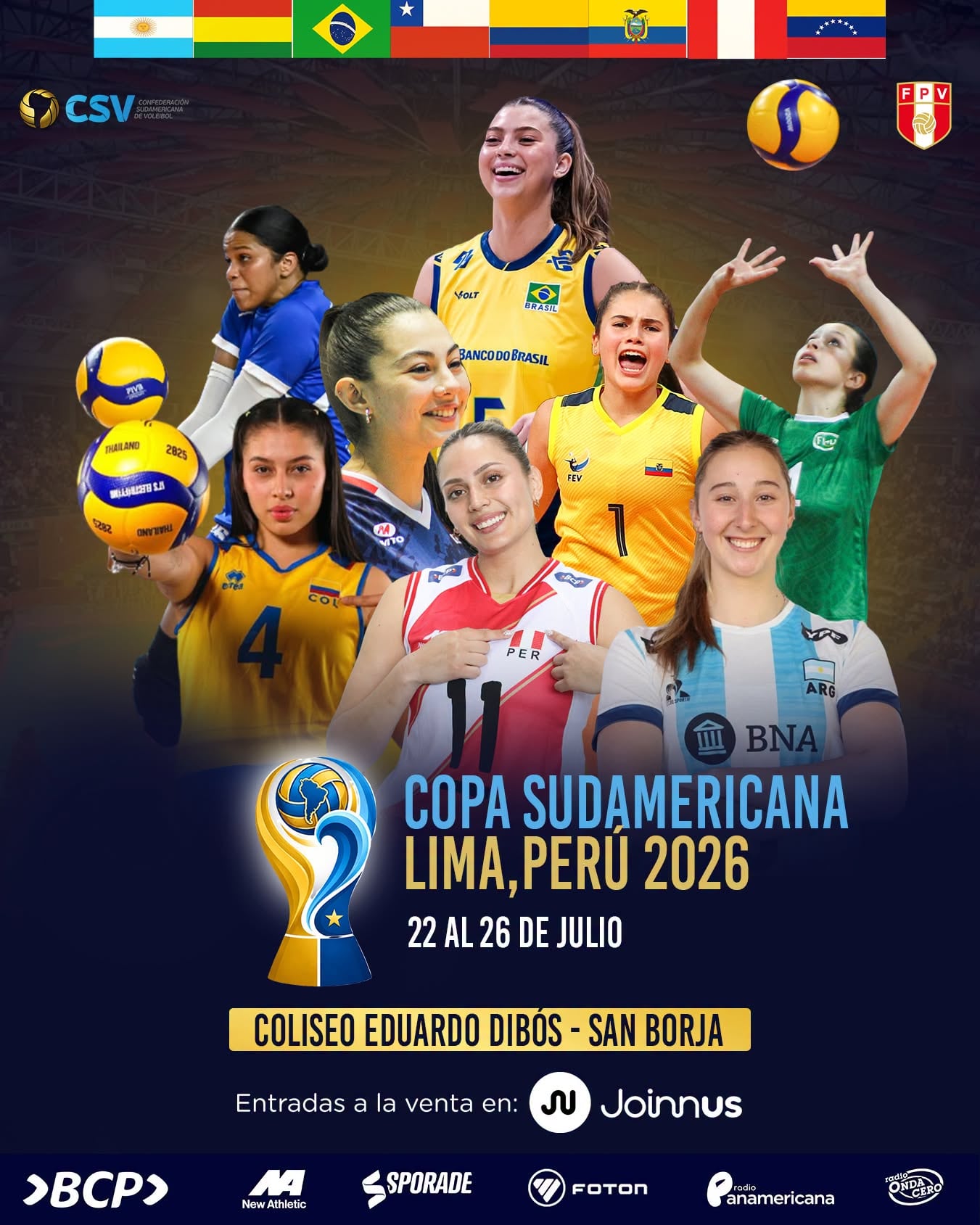 Arranca la venta de la Copa Sudamericana de Vóley para los partidos que se disputarán en el Coliseo Dibós. Crédito: FPV