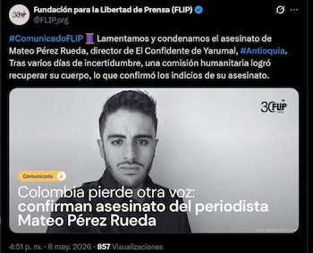 La Fundación para la Libertad de Prensa (Flip) denunció las condiciones extremas de desprotección que enfrenta el periodismo regional en Colombia - crédito @FLIP_org / X