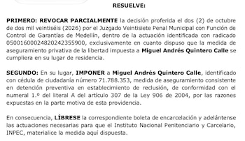 Un juez revirtió la medida de arresto domiciliario que le había dado un juez de primera instancia a Miguel Quintero - crédito @FicoGutierrez/X