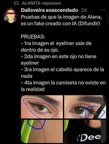 Las pruebas que compartió Alana