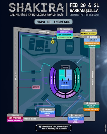 Mapa de ingresos al concierto de Shakira