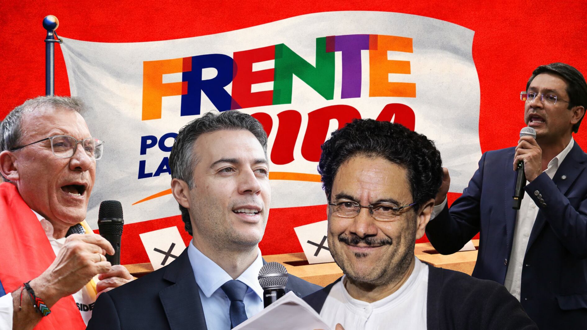 Iván Cepeda, Roy Barreras, Camilo Romero y Daniel Quintero competirán en la consulta para definir el candidato presidencial del progresismo.-crédito Catalina Olaya/Lina Gasca/Cristian Bayona (Colprensa)