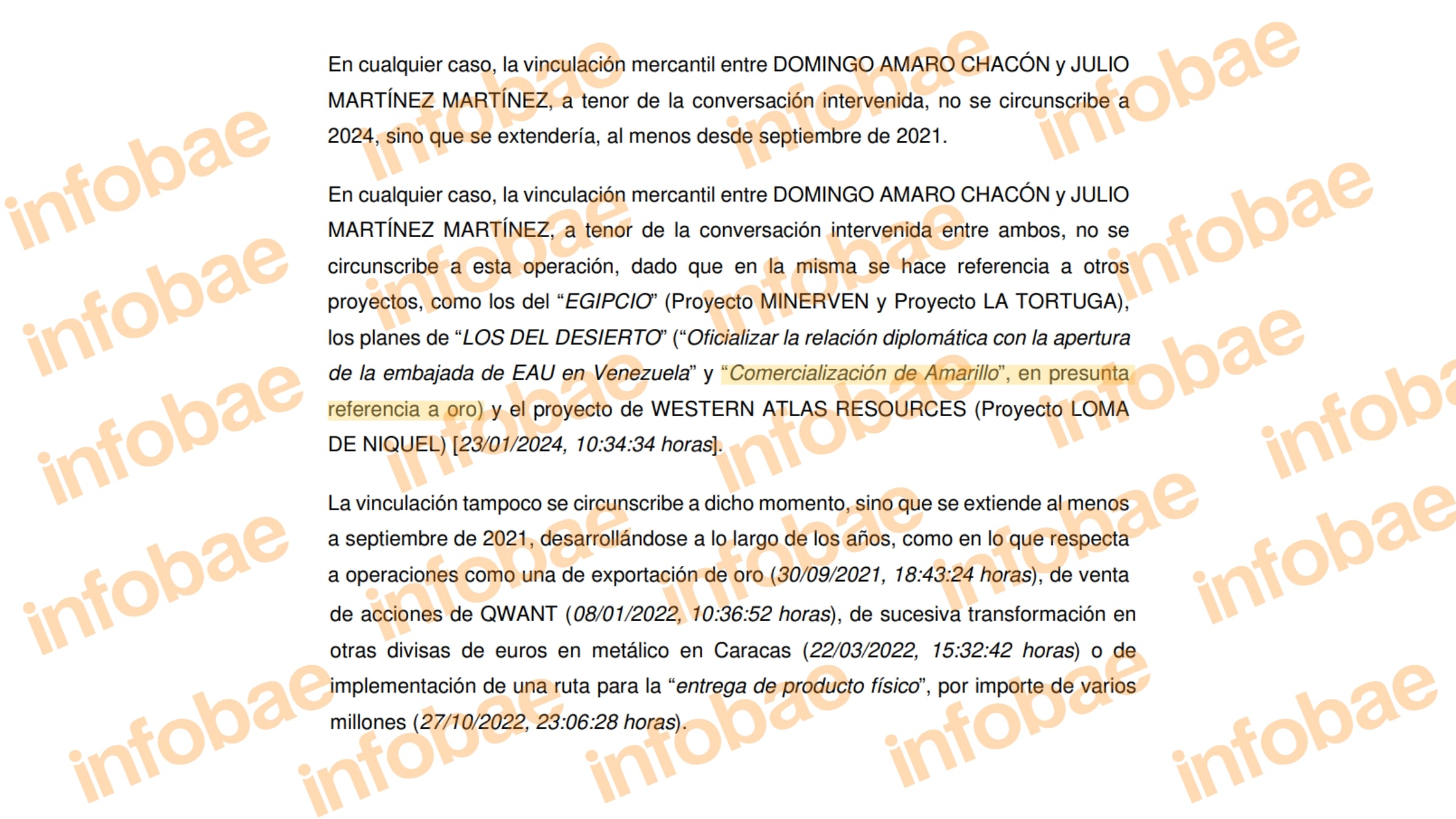 La UDEF sitúa a Zapatero como intermediario de operaciones de oro, níquel y petróleo venezolano con compradores chinos y suizos. (Captura de pantalla del informe de la UDEF)
