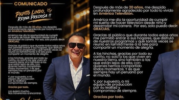 El comunicado de Juan Carlos Orderique.
