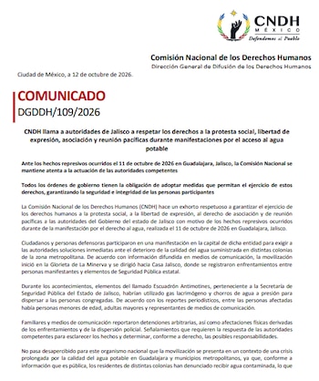 Comunicado CNDH.