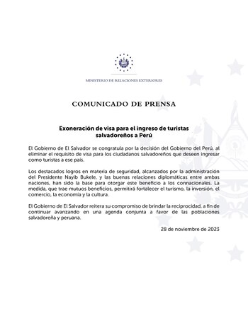 Comunicado de Cancillería de El