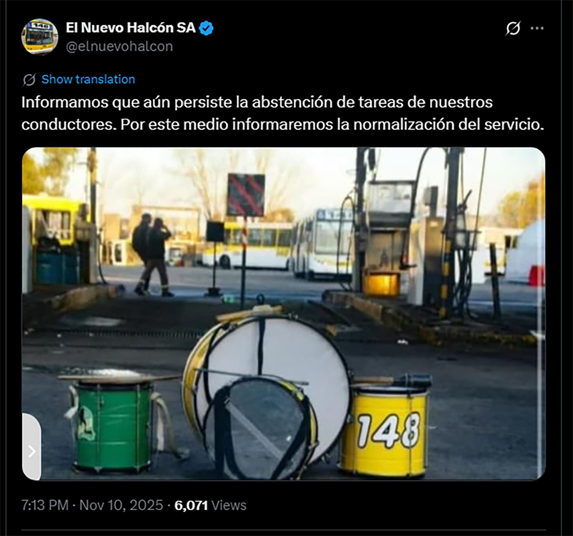 El Nuevo Halcón SA informó que la línea 148 tampoco funciona