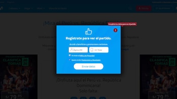 Registro para ver Perú vs