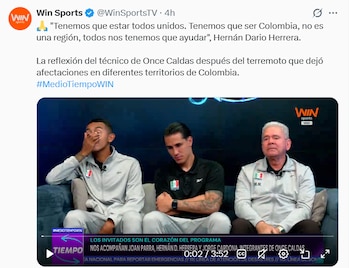 El programa en el cual el técnico Herrera hizo su anuncio fue Medio Tiempo, de Win Sports - crédito Win Sports