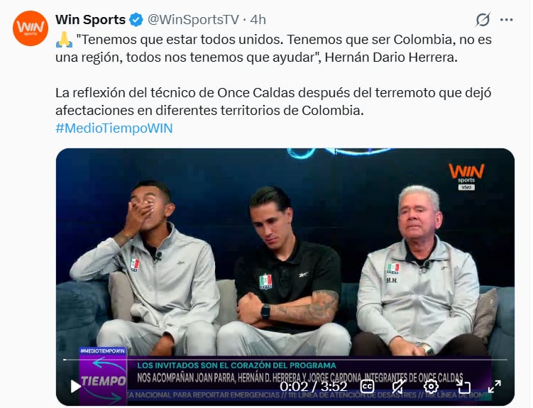El programa en el cual el técnico Herrera hizo su anuncio fue Medio Tiempo, de Win Sports - crédito Win Sports