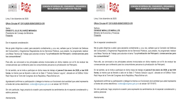 Oficios enviados por Codeco. |