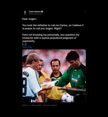 El posteo de Queiroz que