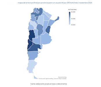 Mapa de la factura final de energía eléctrica por provincia (IIEP)