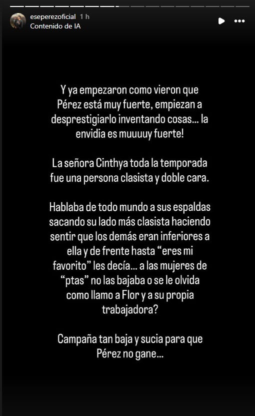 Ese Pérez responde a Cynthia Klitbo