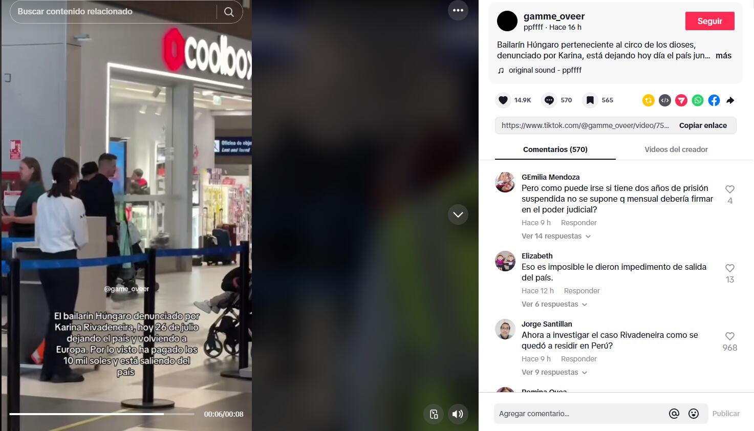 Bailarín húngaro condenado tras denuncia de Korina Rivadeneira sale del país y desata ola de críticas: “¿Cómo se puede ir?