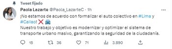 Paola Lazarte se refiere sobre