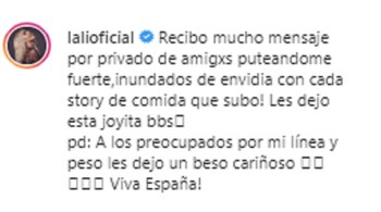 El mensaje de Lali Espósito