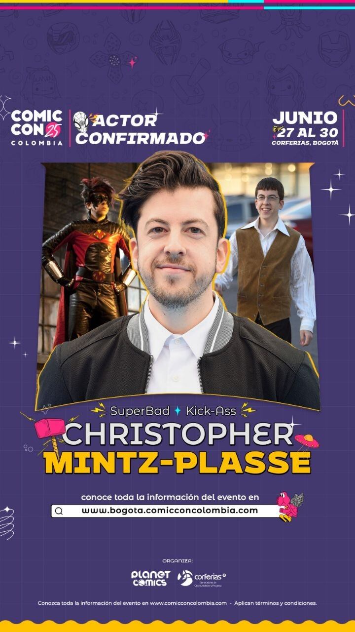 Christopher Mintz-Plasse estará en la Comic Con 2025 firmando autógrafos y brindando una charla con anécdotas de su carrera y sus actuales proyectos - crédito Comic Con Colombia/Instagram