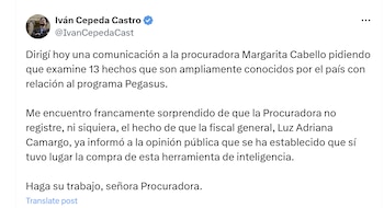 El senador Iván Cepeda envió