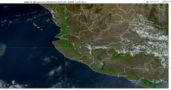 Imágen 2:GOES-16 ABI, GEOCOLOR 13:31 h (hora local).