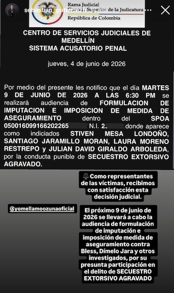 La audiencia judicial por el caso de Blessd y su representante se realizará el 9 de junio de 2026 en Medellín, según publicó la defensa de la víctima - crédito sebastian_gutierrezh / Instagram