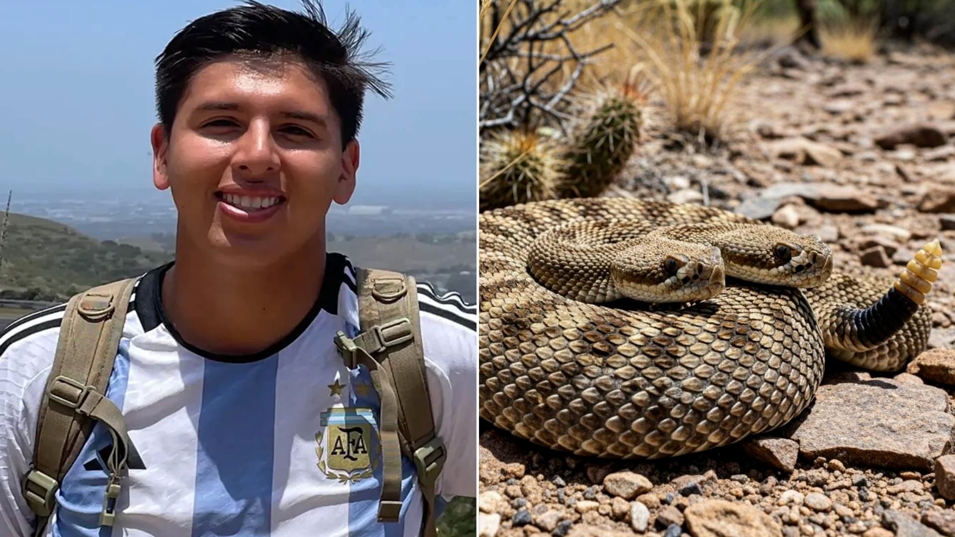 Julian Enrique Hernandez, ciclista de Costa Mesa, falleció tras ser mordido por una serpiente de cascabel en un sendero de Irvine, California. (GoFundMe/Imagen Ilustrativa Infobae)