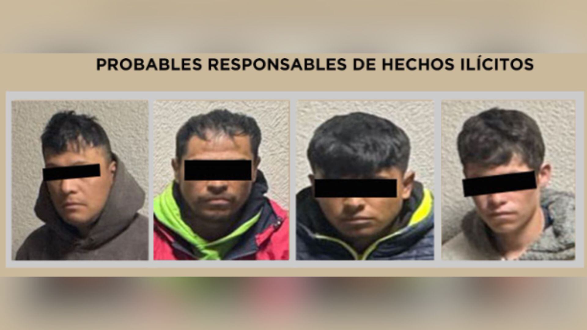 Las 4 personas presuntamente forman parte de un grupo delictivo con orígenes en Jalisco. (FOTO: SSEM)