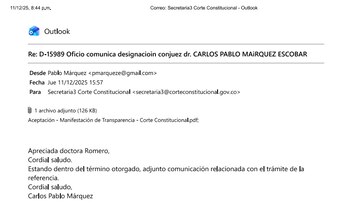 La aceptación fue enviada por