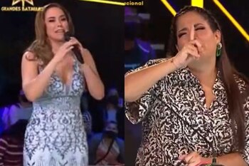 Karen Schwarz intenta cantar en