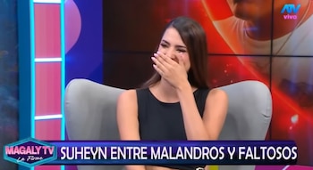 Suheyn Cipriani, visiblemente afectada, llora