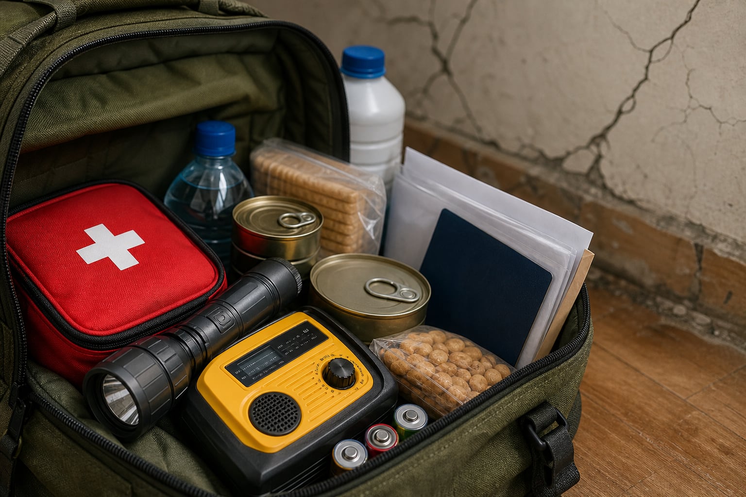 Una mochila de emergencia contiene botiquín de primeros auxilios, alimentos no perecederos, agua y equipo de comunicación para la preparación ante sismos. (Imagen Ilustrativa Infobae)