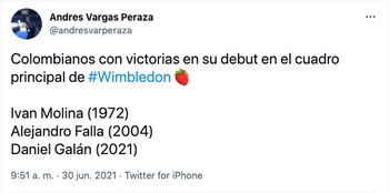 Dato de Daniel Galán. Wimbledon