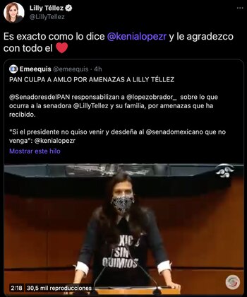 Lilly Téllez agradeció el apoyo