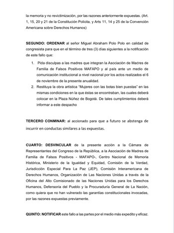 Fallo tutela contra congresista Miguel Polo Polo - crédito @alejomichells/X