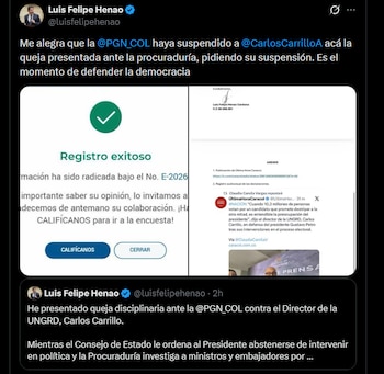 Luis Felipe Henao - crédito @luisfelipehenao/X